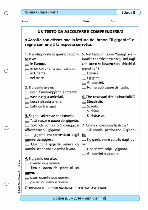 Un testo da ascoltare e comprendere/2 | Giunti Scuola Un testo da ascoltare e comprendere/2 | Giunti Scuola