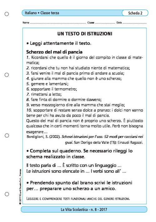 Un testo di istruzioni | Giunti Scuola Un testo di istruzioni | Giunti Scuola