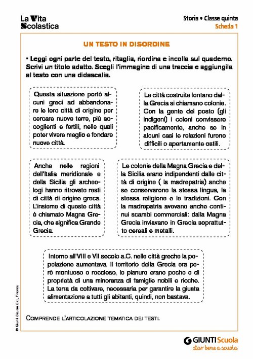 Un testo in disordine | Giunti Scuola Un testo in disordine | Giunti Scuola
