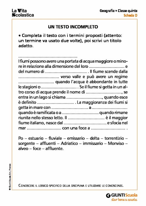 Un testo incompleto | Giunti Scuola Un testo incompleto | Giunti Scuola