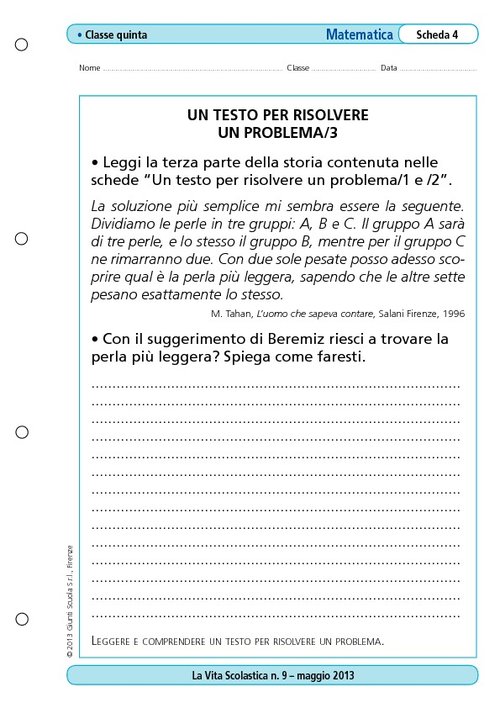 Un testo per risolvere un problema/3 | Giunti Scuola Un testo per risolvere un problema/3 | Giunti Scuola