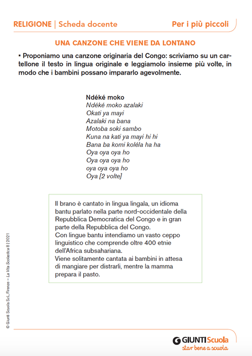 Una canzone che viene da lontano | Giunti Scuola Una canzone che viene da lontano | Giunti Scuola