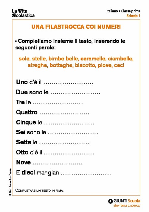 Una filastrocca coi numeri | Giunti Scuola Una filastrocca coi numeri | Giunti Scuola