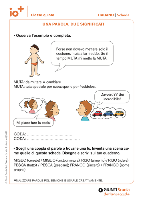 Una parola, due significati | Giunti Scuola Una parola, due significati | Giunti Scuola