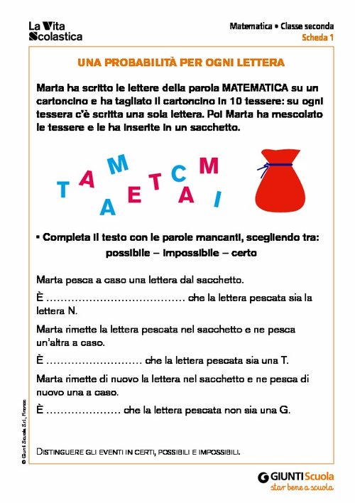 Una probabilità per ogni lettera | Giunti Scuola Una probabilità per ogni lettera | Giunti Scuola