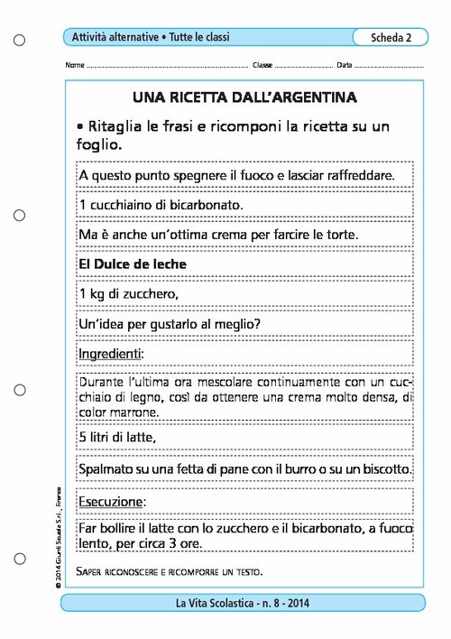 Una ricetta dall'Argentina | Giunti Scuola Una ricetta dall'Argentina | Giunti Scuola