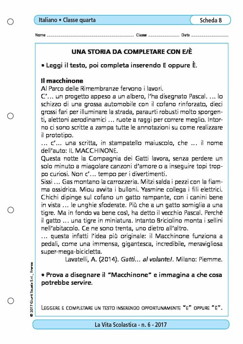 Una storia da completare con E/È | Giunti Scuola Una storia da completare con E/È | Giunti Scuola