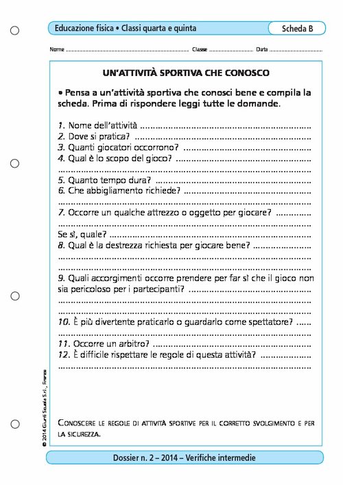 Un'attività sportiva che conosco | Giunti Scuola Un'attività sportiva che conosco | Giunti Scuola