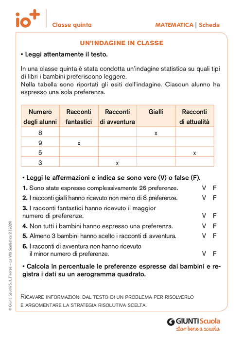 Un'indagine in classe | Giunti Scuola Un'indagine in classe | Giunti Scuola