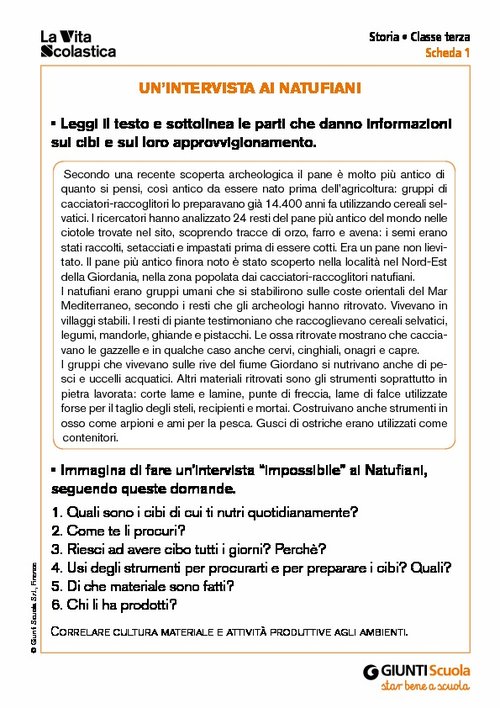 Un’intervista ai Natufiani | Giunti Scuola Un’intervista ai Natufiani | Giunti Scuola