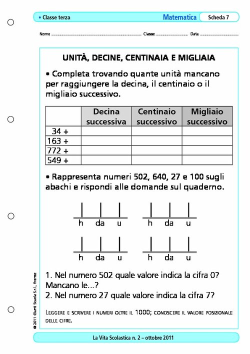 Unità, decine, centinaia e migliaia | Giunti Scuola Unità, decine, centinaia e migliaia | Giunti Scuola