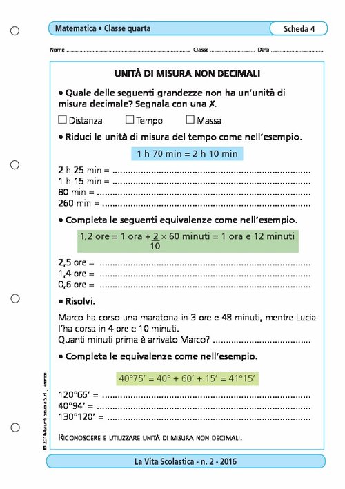Unità di misura non decimali | Giunti Scuola