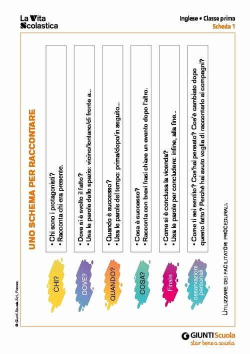 Uno schema per raccontare | Giunti Scuola Uno schema per raccontare | Giunti Scuola