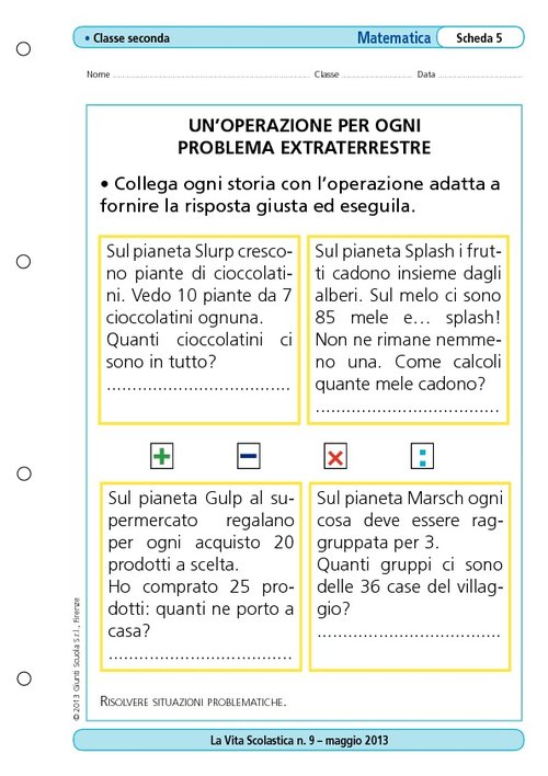 Un'operazione per ogni problema extraterrestre | Giunti Scuola Un'operazione per ogni problema extraterrestre | Giunti Scuola