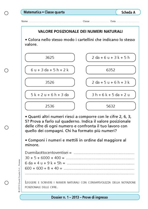 Valore posizionale dei numeri naturali | Giunti Scuola Valore posizionale dei numeri naturali | Giunti Scuola