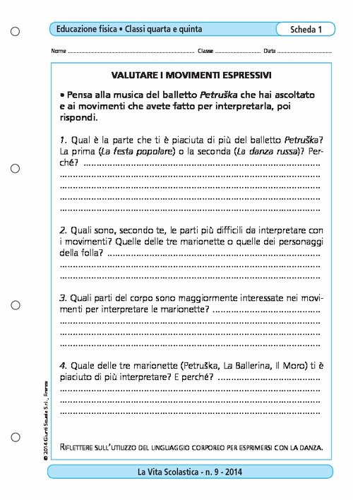 Valutare i movimenti espressivi | Giunti Scuola Valutare i movimenti espressivi | Giunti Scuola