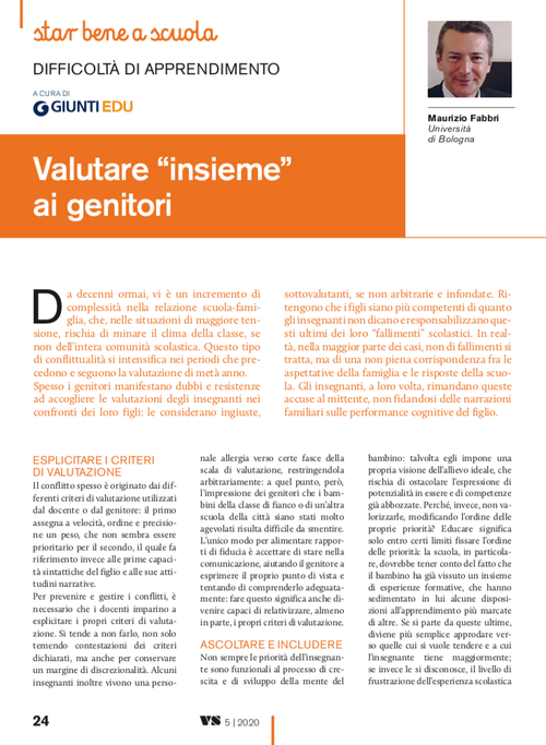 Valutare “insieme” ai genitori | Giunti Scuola Valutare “insieme” ai genitori | Giunti Scuola