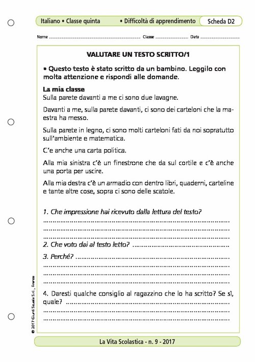 Valutare un testo scritto/1 | Giunti Scuola