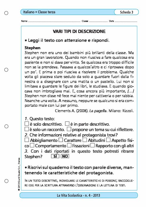 Vari tipi di descrizione | Giunti Scuola Vari tipi di descrizione | Giunti Scuola