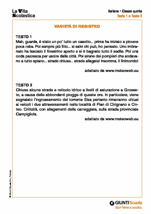 Varietà di registro | Giunti Scuola Varietà di registro | Giunti Scuola