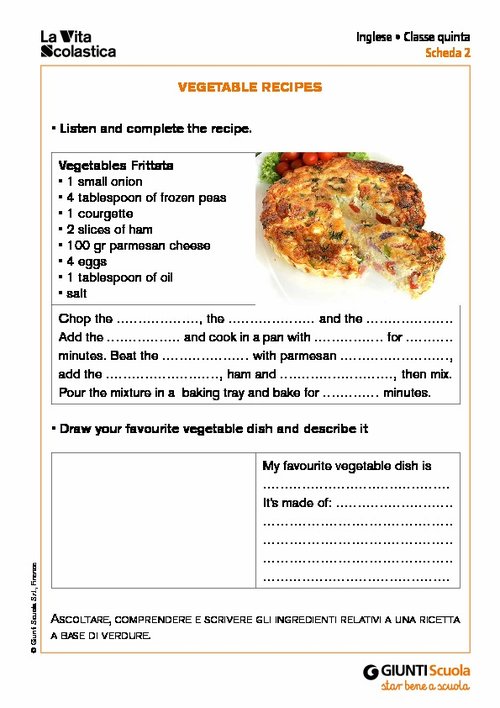 Vegetable recipes | Giunti Scuola Vegetable recipes | Giunti Scuola