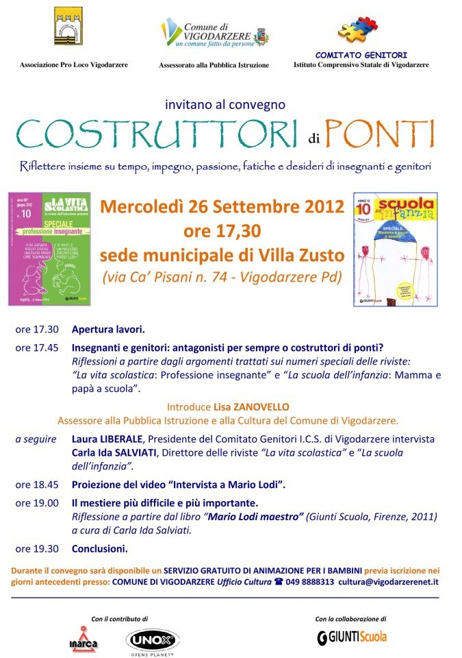 Vigodarzere (PD) - Convegno "Costruttori di ponti" | Giunti Scuola Vigodarzere (PD) - Convegno "Costruttori di ponti" | Giunti Scuola