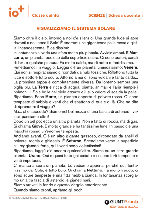 Visualizziamo il Sistema Solare | Giunti Scuola Visualizziamo il Sistema Solare | Giunti Scuola