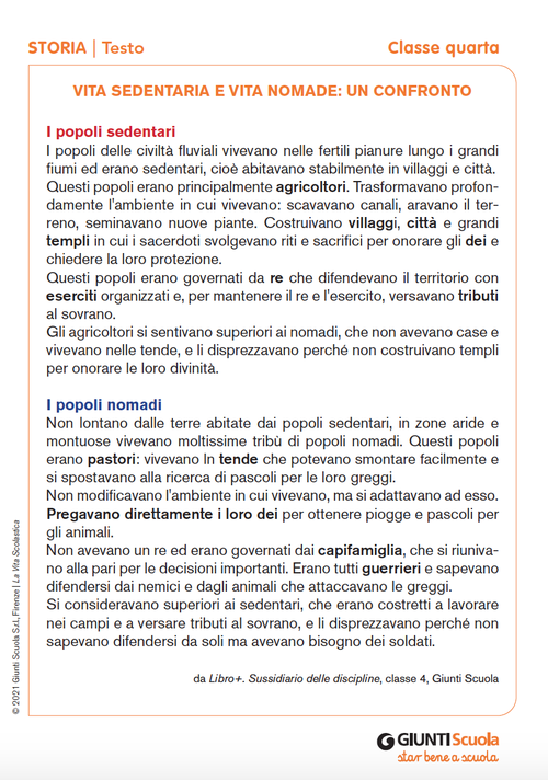 Vita sedentaria e vita nomade: un confronto | Giunti Scuola Vita sedentaria e vita nomade: un confronto | Giunti Scuola