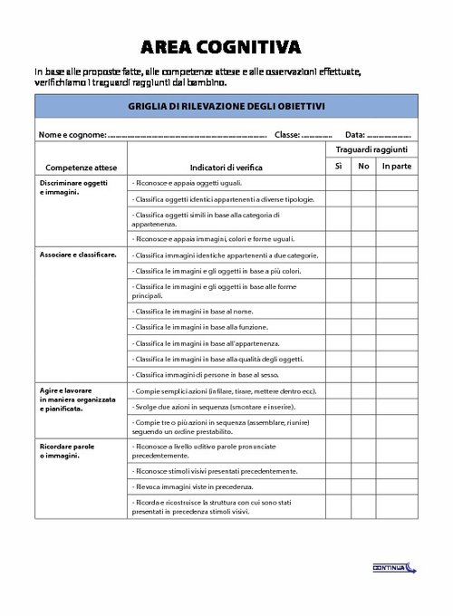 WB1 Area Cognitiva - Griglia di rilevazione degli obiettivi | Giunti Scuola WB1 Area Cognitiva - Griglia di rilevazione degli obiettivi | Giunti Scuola