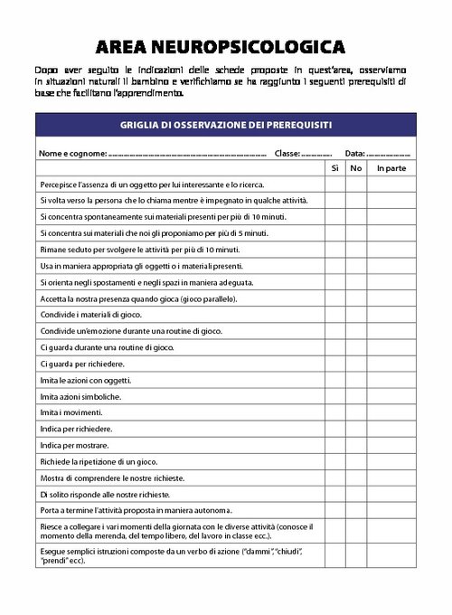 WB1 Area Neuropsicologica - Griglia di osservazione dei prerequisiti | Giunti Scuola WB1 Area Neuropsicologica - Griglia di osservazione dei prerequisiti | Giunti Scuola