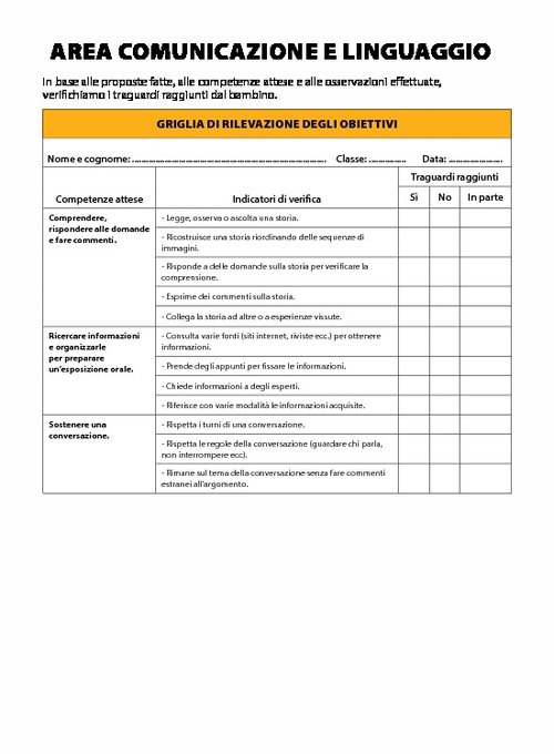 WB2 Area Comunicazione e linguaggio - Griglia di rilevazione degli obiettivi | Giunti Scuola WB2 Area Comunicazione e linguaggio - Griglia di rilevazione degli obiettivi | Giunti Scuola