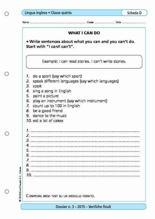 What can I do | Giunti Scuola What can I do | Giunti Scuola