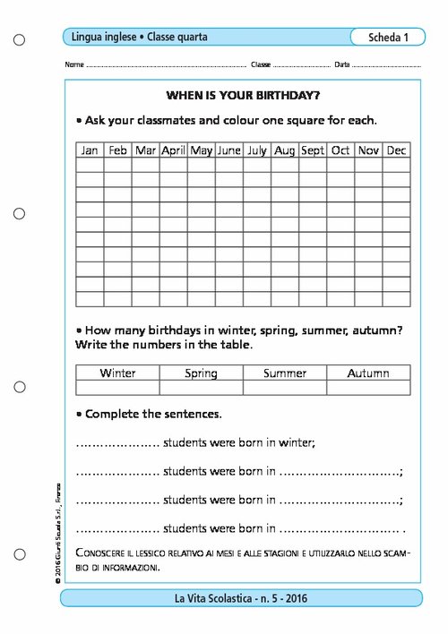 When is your birthday? | Giunti Scuola When is your birthday? | Giunti Scuola