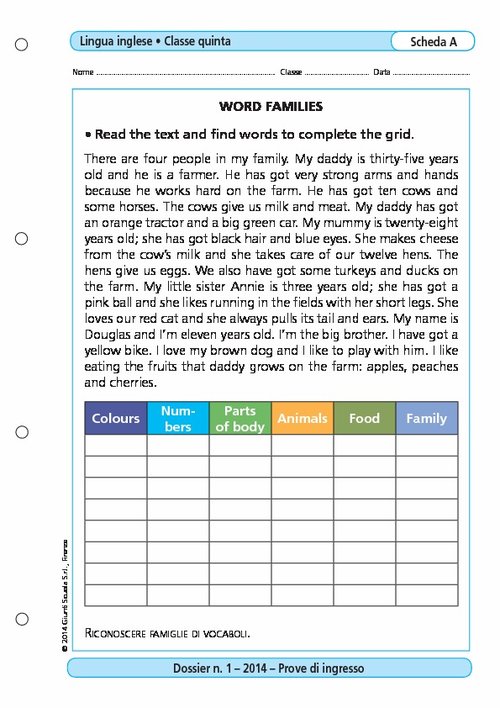 Word families | Giunti Scuola Word families | Giunti Scuola