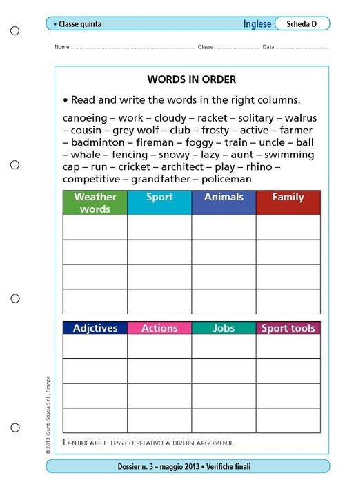 Words in order | Giunti Scuola Words in order | Giunti Scuola