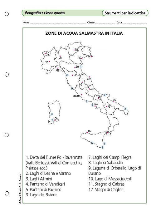 Zone di acqua salmastra in Italia | Giunti Scuola Zone di acqua salmastra in Italia | Giunti Scuola