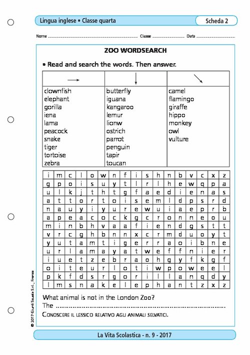 Zoo wordsearch | Giunti Scuola Zoo wordsearch | Giunti Scuola